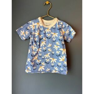 Winter Water Factory Kids Blue Daisy Floral Organic Cotton T-Shirt Size 4T